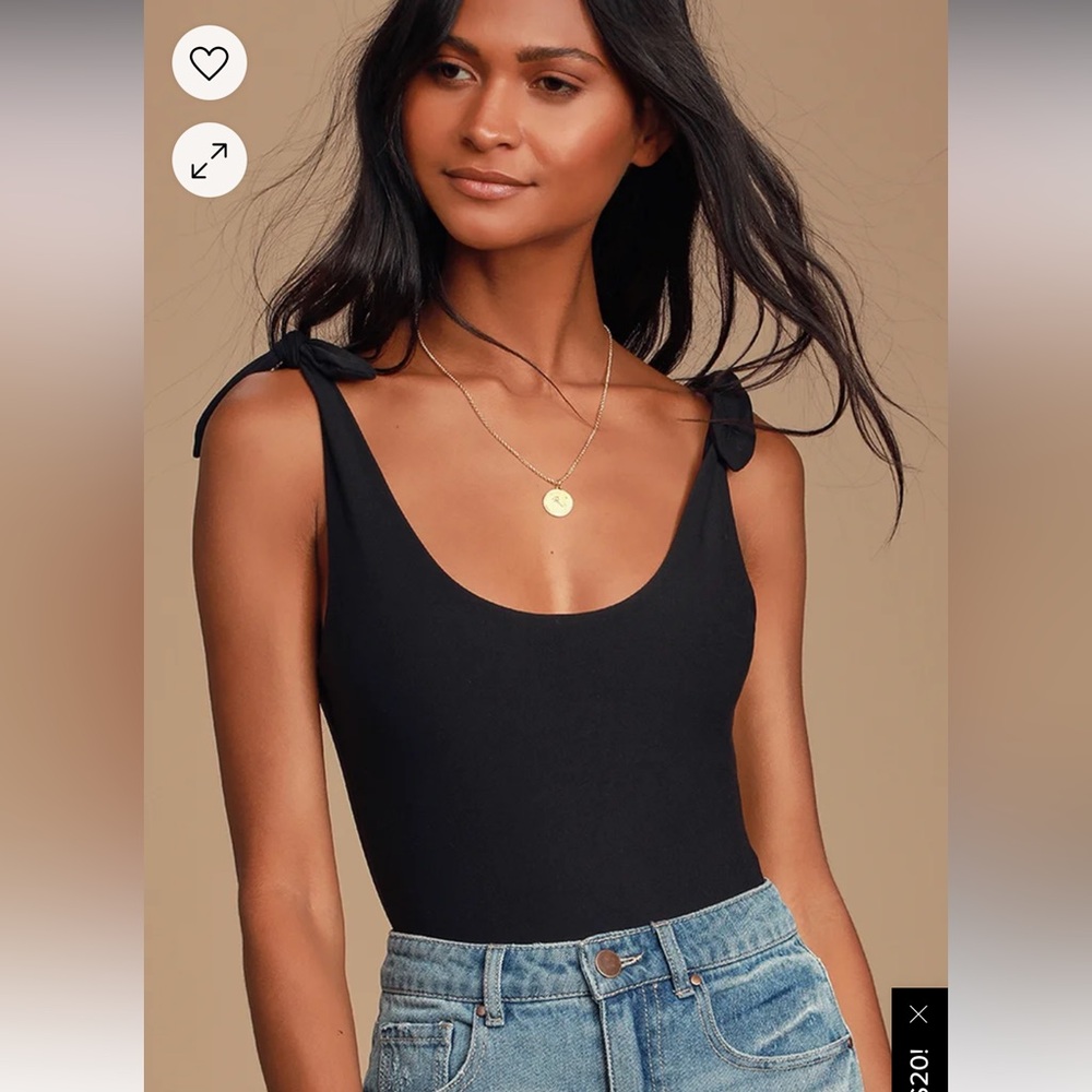 Lulus Pretty Pleased Black Tie Bodysuit
